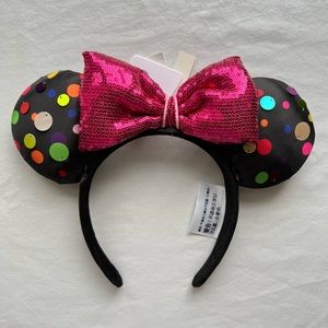 NWT Disney Parks Rock the Dots Black Polka Dot Minnie Ears